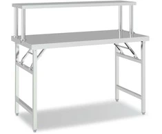 Virtuvės darbastalis su lentyna, 120x60x115cm, plienas