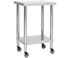 Virtuvės darbastalis su ratukais, 60x60x85cm, plienas