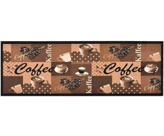 Virtuvės kilimas, mėlynas, 60x180cm, plaunamas, užrašai Coffee