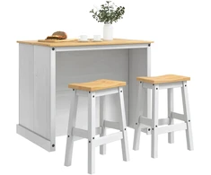 Virtuvės salos komplektas 3 pcs Balta ir medaus vašku