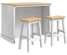 Virtuvės salos komplektas 3 pcs Balta ir medaus vašku