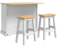 Virtuvės salos komplektas Corona 3 pcs Balta ir medaus vašku