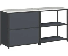 Virtuvės saugojimo rinkinys su lentyna 2 pcs Antracitas