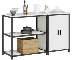 Virtuvės saugojimo rinkinys su lentyna su saugykla 2 pcs Balta