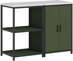 Virtuvės saugojimo rinkinys su lentyna 2 pcs Alyvuogių žalia