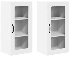 Sieninis stiklinis kabinetas LUCCA 2 pcs Balta 40 x 31 x 80 cm
