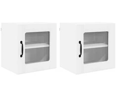 Sieninis stiklinis kabinetas LUCCA 2 pcs Balta 40 x 31 x 40 cm