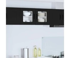 Sieninis stiklinis kabinetas PORTO 2 pcs Juoda 40 x 31 x 40 cm