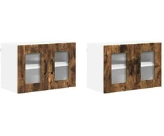 Sieninis stiklinis kabinetas LUCCA 2 pcs Dūminio ąžuolo