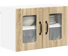 Sieninis stiklinis kabinetas LUCCA 2 pcs Sonoma ąžuolas