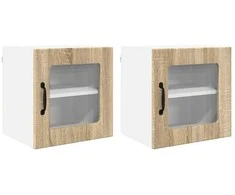 Sieninis stiklinis kabinetas LUCCA 2 pcs Sonoma ąžuolas