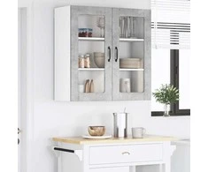 Sieninis stiklinis kabinetas LUCCA Betono pilka 80 x 31 x 80 cm