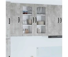 Sieninis stiklinis kabinetas LUCCA Betono pilka 80 x 31 x 80 cm