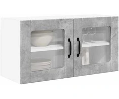 Sieninis stiklinis kabinetas PORTO Betono pilka 80 x 31 x 40 cm