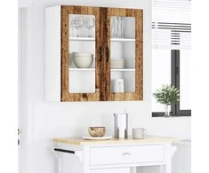 Sieninis stiklinis kabinetas PORTO Senas medis 80 x 31 x 80 cm