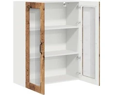 Sieninis stiklinis kabinetas PORTO Senas medis 80 x 31 x 100 cm