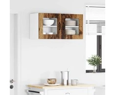 Sieninis stiklinis kabinetas PORTO Senas medis 40 x 31 x 40 cm