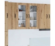 Sieninis stiklinis kabinetas LUCCA 2 pcs Artisano ąžuolo