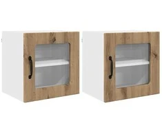 Sieninis stiklinis kabinetas LUCCA 2 pcs Artisano ąžuolo