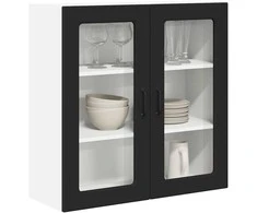 Sieninis stiklinis kabinetas PORTO Juoda 80 x 31 x 80 cm