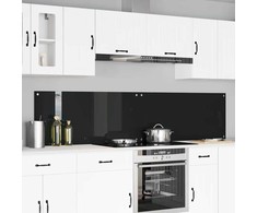 Virtuvės atbraila 2 pcs Juoda 110 x 50 cm grūdintas stiklas