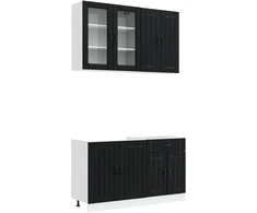 Virtuvės vienetas LUCCA 4 pcs Juoda Apdirbta mediena