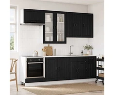Virtuvės vienetas LUCCA 8 pcs Juoda Apdirbta mediena