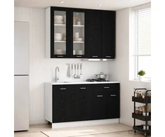 Virtuvės vienetas LYON 4 pcs Juodojo ąžuolo Apdirbta mediena