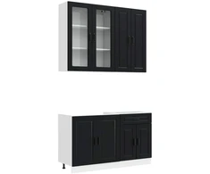 Virtuvės vienetas PORTO 4 pcs Juoda Apdirbta mediena