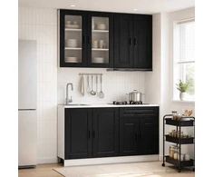 Virtuvės vienetas PORTO 4 vnt. Juoda Apdirbta mediena
