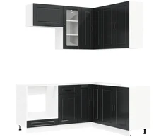 Virtuvės vienetas PORTO 8 pcs Juoda Apdirbta mediena