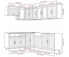 Virtuvinių spintelių komplektas, 11 dalių, Lucca, balta
