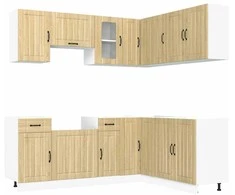 Virtuvinių spintelių komplektas, 11 dalių, Lucca, ąžuolo