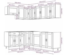 Virtuvinių spintelių komplektas, 11 dalių, Porto, medienos