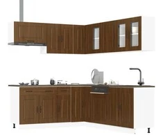 Virtuvinių spintelių komplektas, 11 dalių, Kalmar, ruda