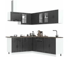 Virtuvinių spintelių komplektas, 11 dalių, Lucca, juoda