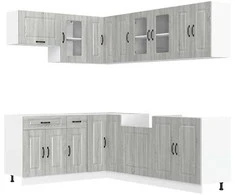 Virtuvinių spintelių komplektas, 11 dalių, Kalmar, pilka