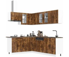 Virtuvinių spintelių komplektas, 11 dalių, Porto, dūminio
