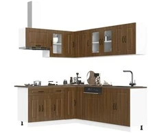 Virtuvinių spintelių komplektas, 11 dalių, Kalmar, ruda