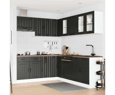 Virtuvinių spintelių komplektas, 11 dalių, Lucca, juoda