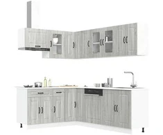 Virtuvinių spintelių komplektas, 11 dalių, Kalmar, pilka
