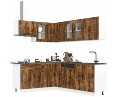 Virtuvinių spintelių komplektas, 11 dalių, Kalmar, dūminio