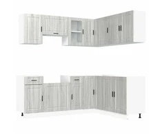 Virtuvinių spintelių komplektas, 11 dalių, Porto, pilka