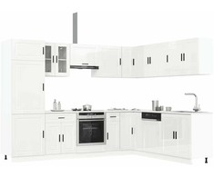 Virtuvinių spintelių komplektas, 14 dalių, Porto, balta