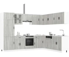 Virtuvinių spintelių komplektas, 14 dalių, Porto, pilka