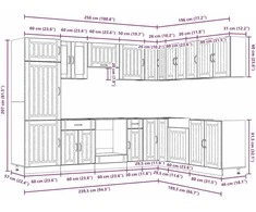 Virtuvinių spintelių komplektas, 14 dalių, Lucca, balta