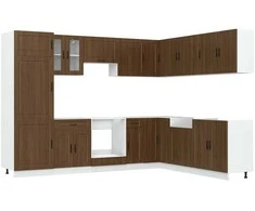 Virtuvinių spintelių komplektas, 14 dalių, Porto, ruda