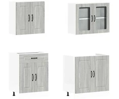 Virtuvinių spintelių komplektas, 4 dalių, Kalmar, pilka