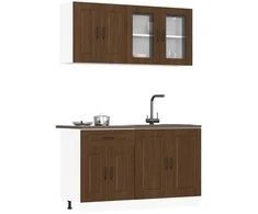 Virtuvinių spintelių komplektas, 4 dalių, Kalmar, ruda