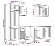 Virtuvinių spintelių komplektas, 7 dalių, Lucca, betono pilka